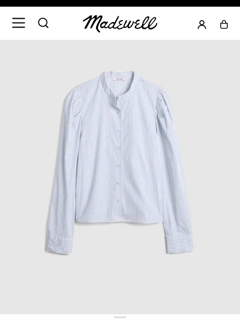 Madewell Puff-Sleeve Button-Up Shirt Blue and White Striped Small G219 - Picture 4 of 12